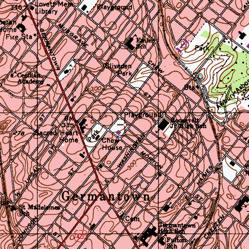 Topographic Map of Mallery Playground, PA
