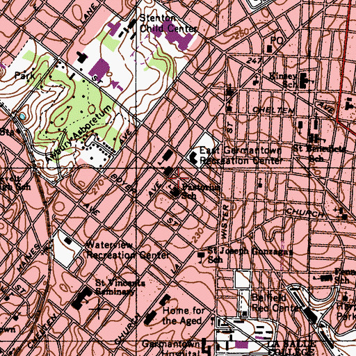 Topographic Map of Immaculate Conception Church, PA