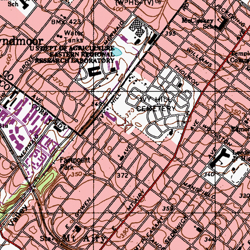 Topographic Map of Wyndmoor Station, PA