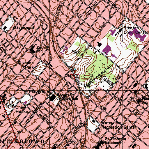 Topographic Map of Stenton Station, PA
