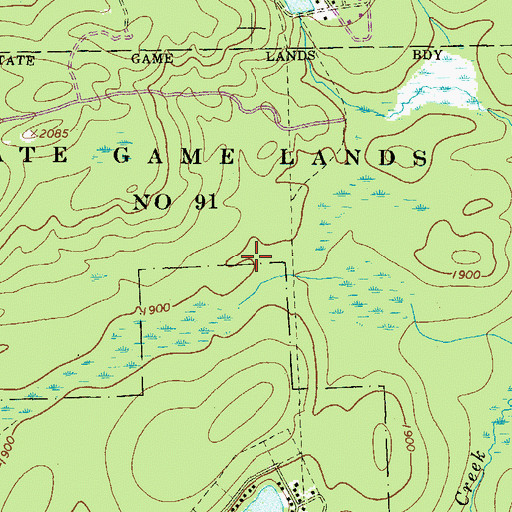 Topographic Map of State Game Lands Number 91, PA