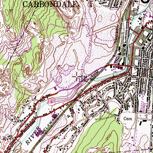 Topographic Map of Carbondale Area Junior / Senior High School, PA