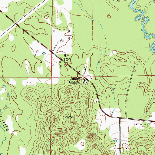 Topographic Map of James Chapel, AL