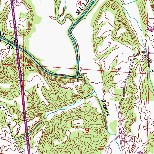 Topographic Map of James Creek, AL