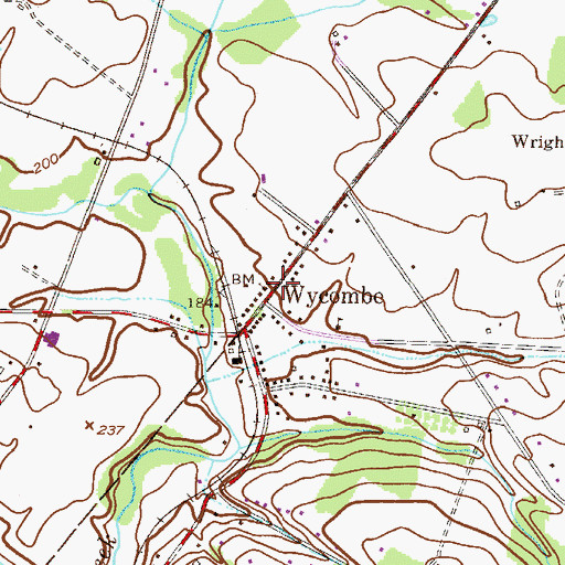 Topographic Map of First Baptist Church of Wycombe, PA