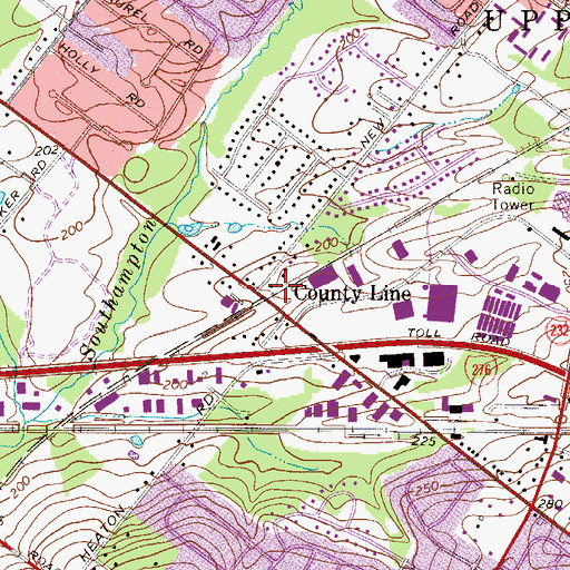 Topographic Map of County Line Station, PA
