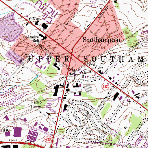 Topographic Map of Southampton Station, PA