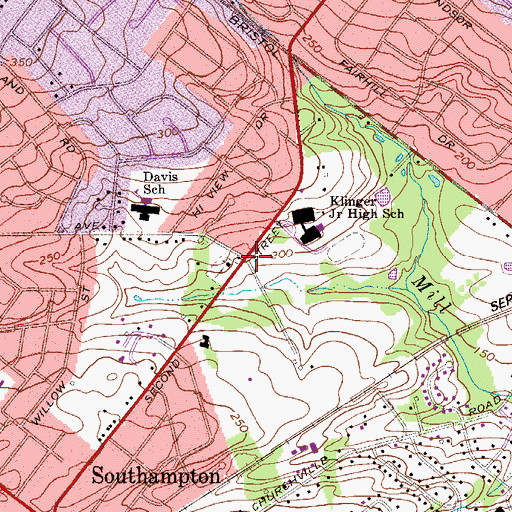 Topographic Map of Southampton Old School Baptist Meeting House, PA