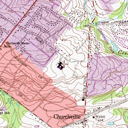 Topographic Map of Churchville Elementary School, PA