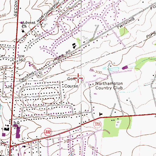 Topographic Map of Northampton Golf Course, PA