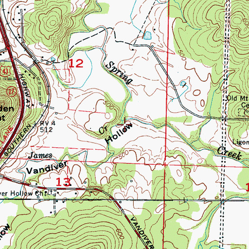 Topographic Map of James Creek, AL