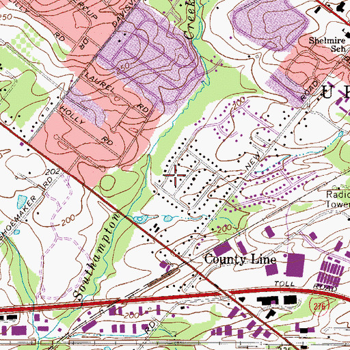 Topographic Map of Huntingdon Hills, PA