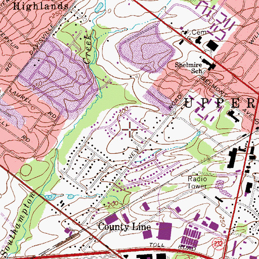 Topographic Map of Hidden Meadows, PA