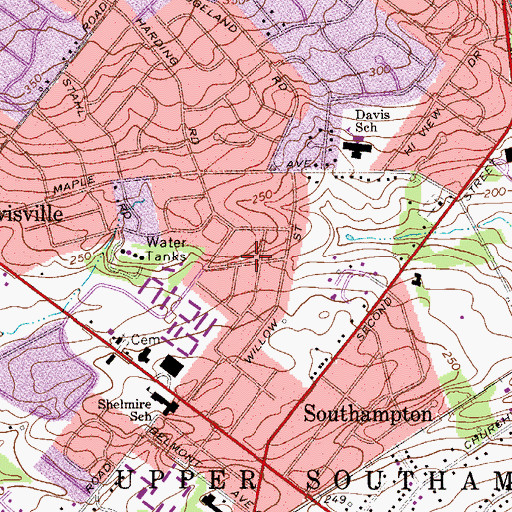 Topographic Map of Willow Penn, PA