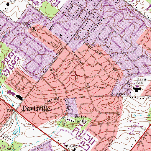 Topographic Map of Burgundy Hills, PA