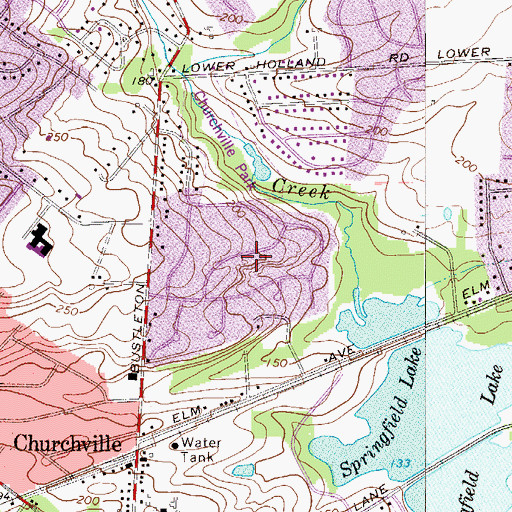 Topographic Map of Green Valley, PA