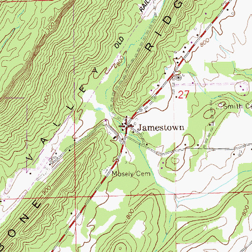Topographic Map of Jamestown, AL
