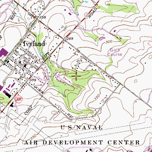 Topographic Map of Woodland, PA