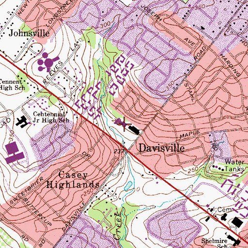 Topographic Map of Davisville Shopping Center, PA