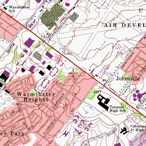 Topographic Map of Ashwood, PA