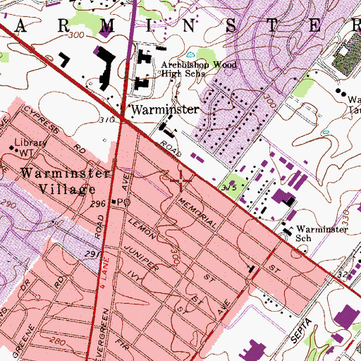 Topographic Map of Nativity of our Lord Elementary School, PA