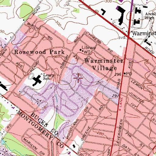 Topographic Map of Timberwick Village, PA