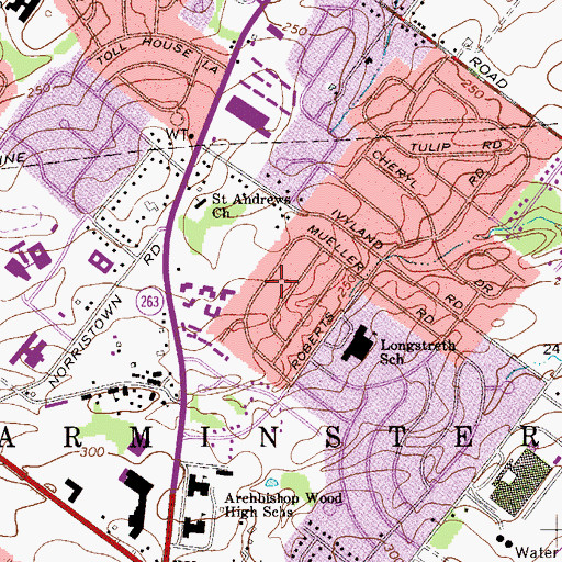 Topographic Map of Log College, PA