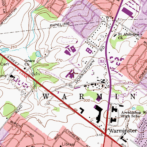 Topographic Map of Willow Dale Elementary School, PA