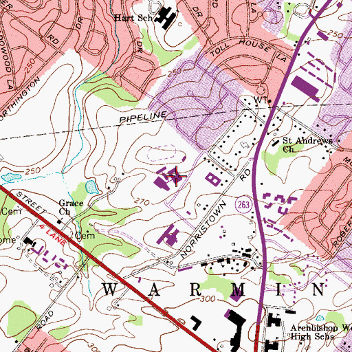 Topographic Map of Log College Junior High School, PA