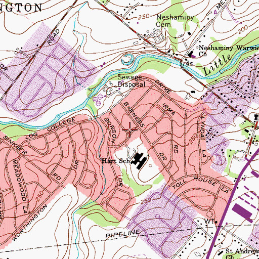 Topographic Map of Hartsville Park, PA