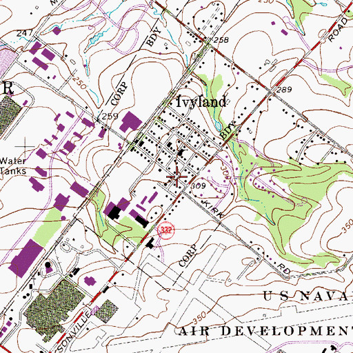 Topographic Map of Ivyland Elementary School, PA
