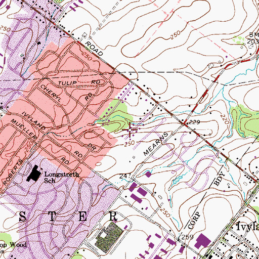Topographic Map of Banbury Mews, PA