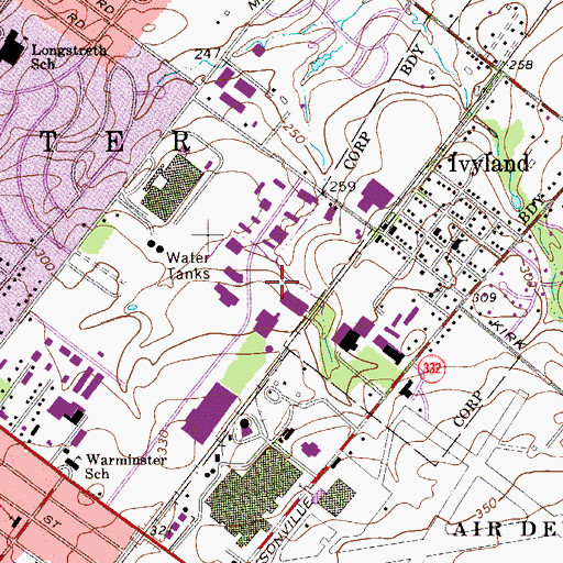 Topographic Map of Warminster Industrial Park, PA