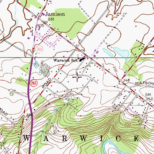 Topographic Map of Warwick Manor, PA
