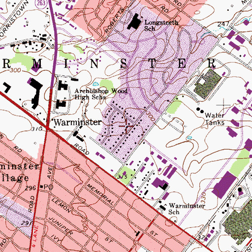 Topographic Map of Green Acres, PA