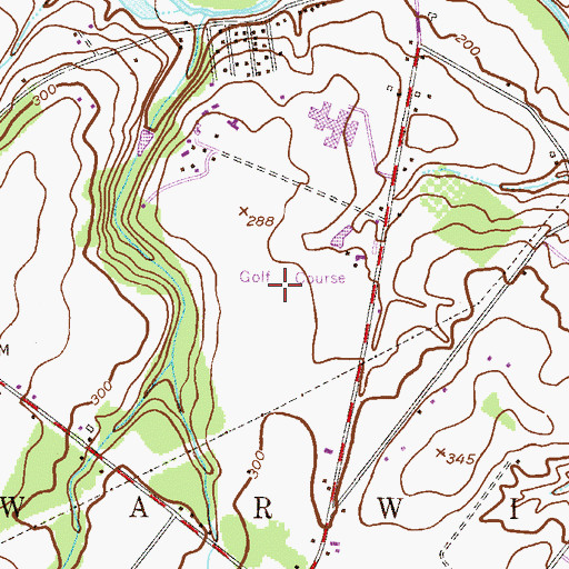 Topographic Map of Bucks County Country Club, PA