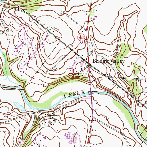 Topographic Map of Bridge Valley Heights, PA