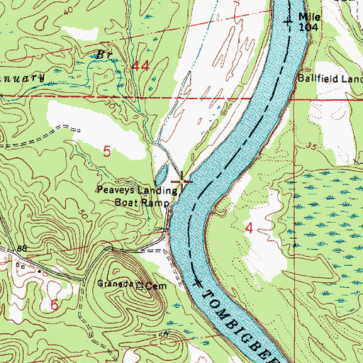 Topographic Map of January Branch, AL