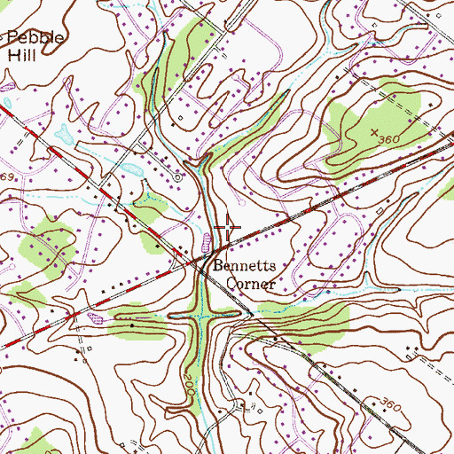 Topographic Map of Pebble Hill Streams, PA