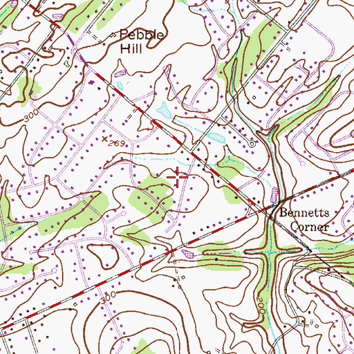 Topographic Map of Woods of Pebble Hill, PA