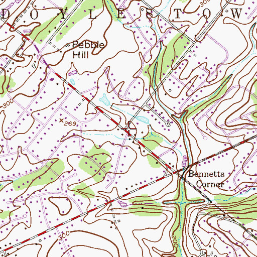 Topographic Map of Pebble Hill Acres, PA