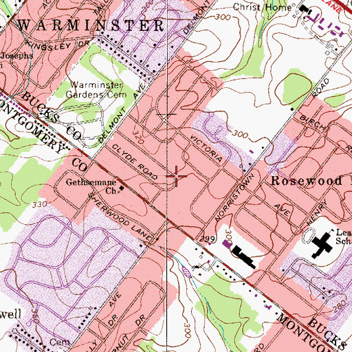 Topographic Map of Casey Gardens, PA