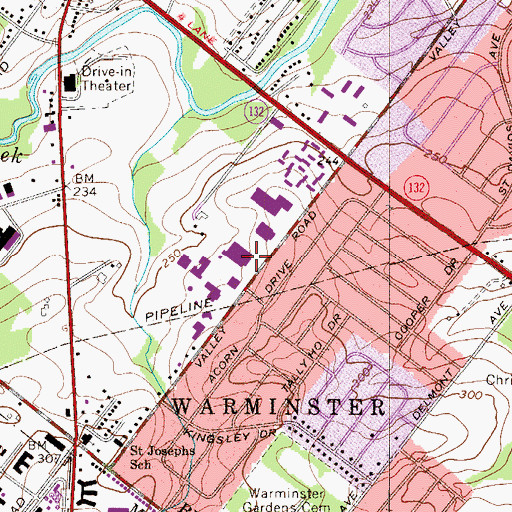 Topographic Map of Paul Valley Industrial Park, PA