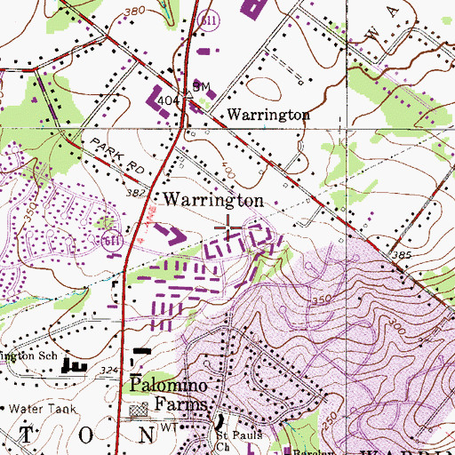 Topographic Map of Warrington Mews Pavilion Shopping Center, PA