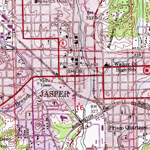 Topographic Map of Jasper, AL