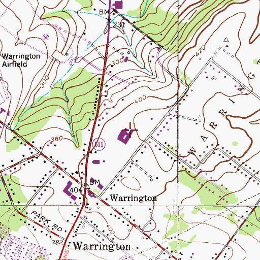 Topographic Map of Tamanend Middle School, PA