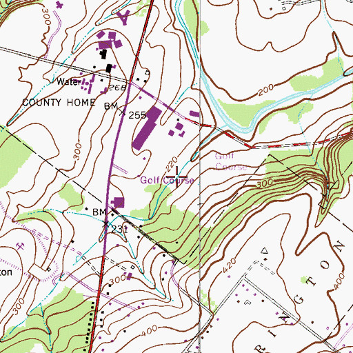 Topographic Map of Warrington Country Club, PA