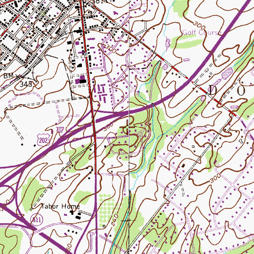 Topographic Map of Tower Hill, PA