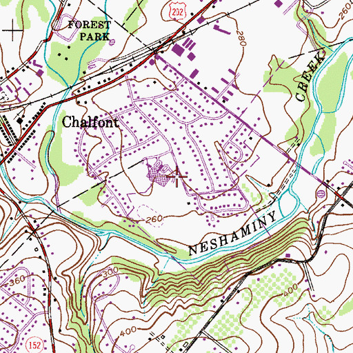 Topographic Map of Unami Middle School, PA