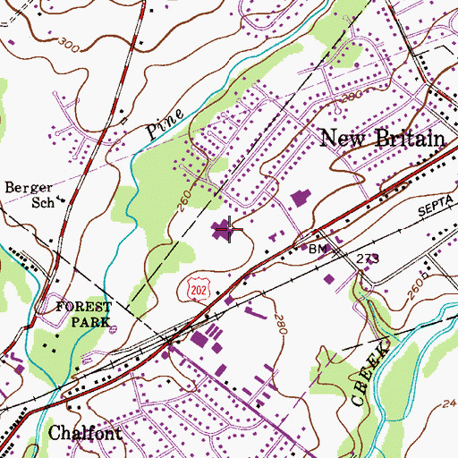 Topographic Map of Pine Run Elementary School, PA